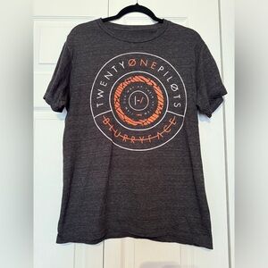Small unisex Gray Twenty One Pilots Blurry Face  concert shirt sleeve shirt